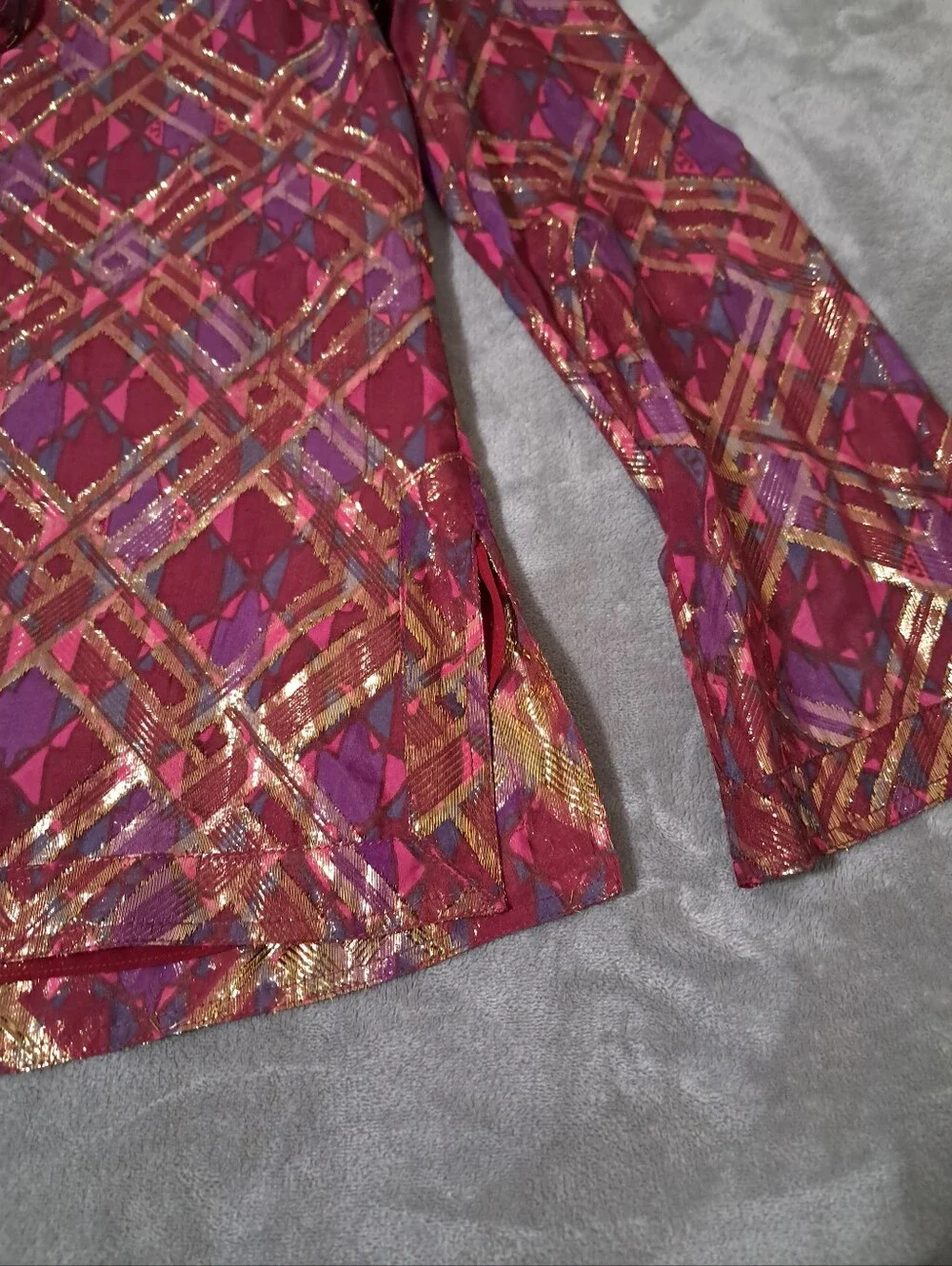 Tory Burch Silk Tunic Blouse with Metallic Detail Sz. 2